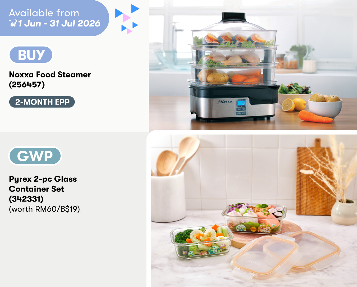 Noxxa Food Steamer GWP Pyrex 2-pc Glass Container Set