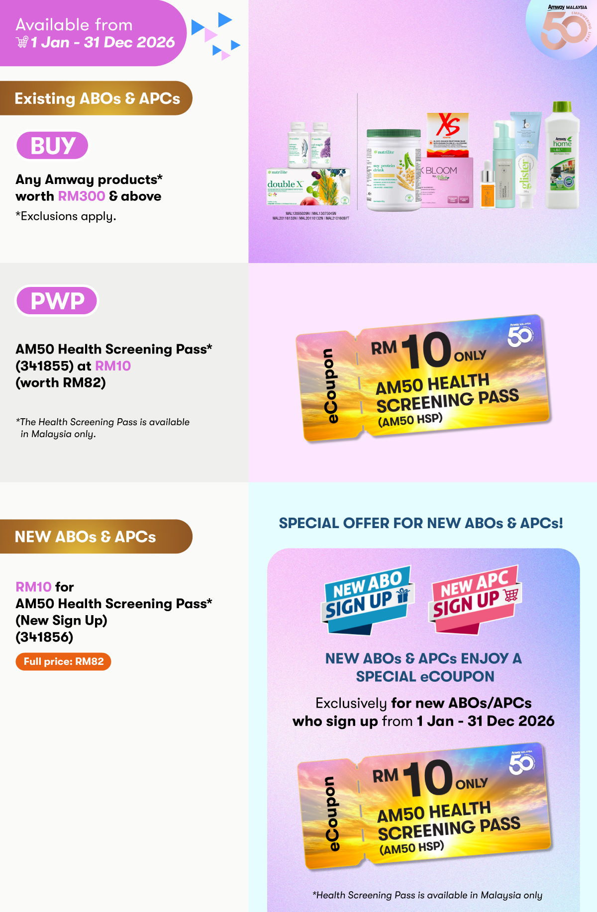 Mission 50K: RM10 for AM50 Health Screening Pass