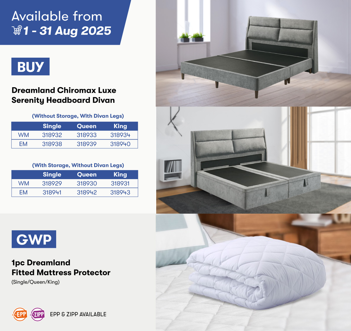 Dreamland Chiromax Luxe Serenity Headboard Divan GWP Dreamland Fitted Mattress Protector Dreamland Chiromax Luxe Serenity Headboard Divan GWP Dreamland Fitted Mattress Protector