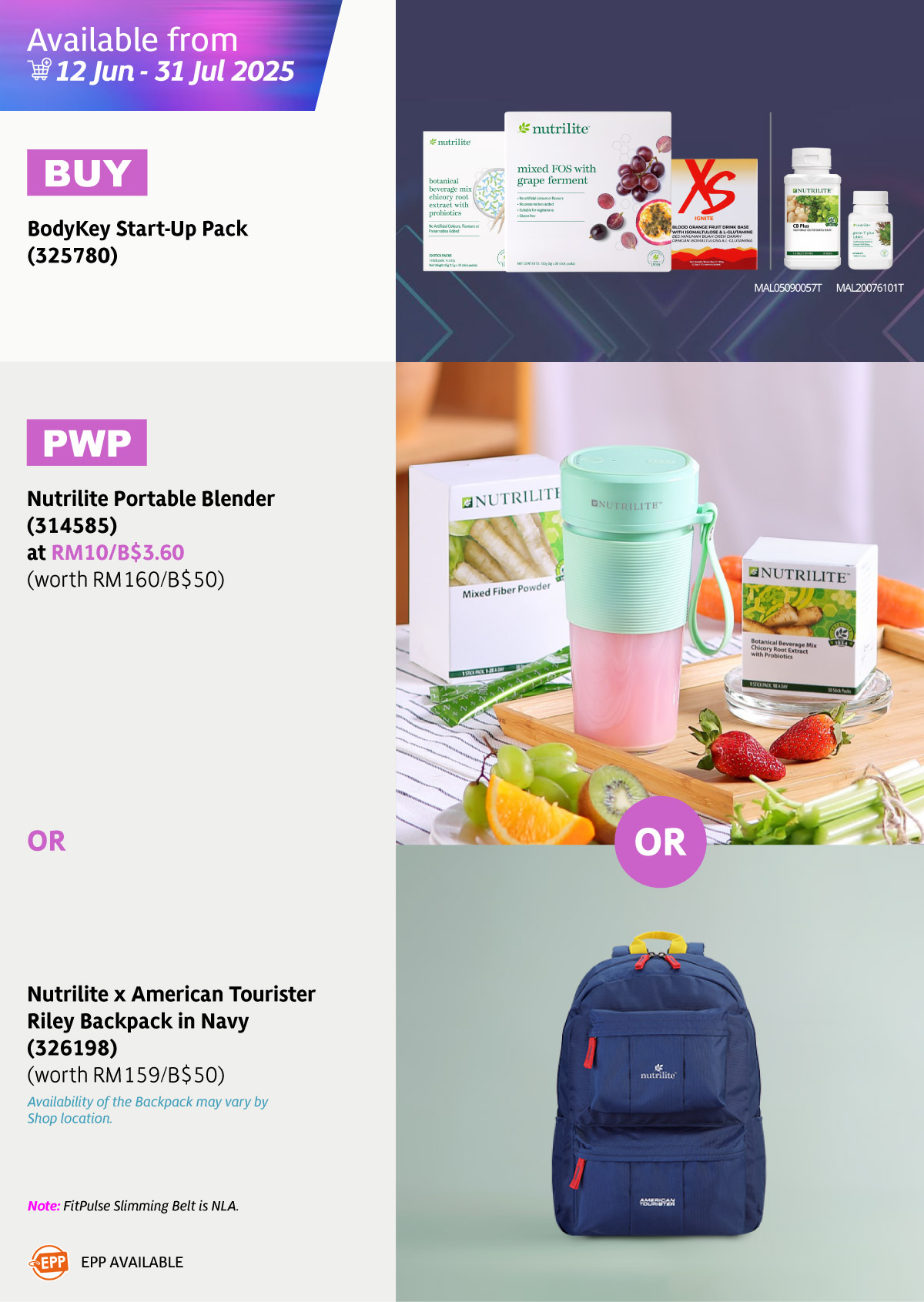BodyKey Start-Up Pack PWP Nutrilite Riley Backpack Or Nutrilite Portable Blender BodyKey Start-Up Pack PWP Nutrilite Riley Backpack Or Nutrilite Portable Blender