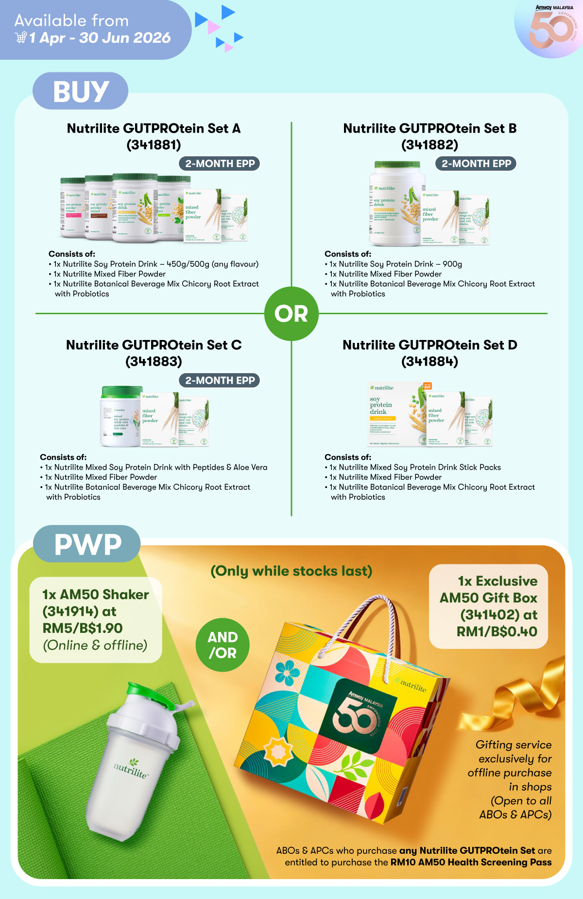 Nutrilite GUTPROtein Set PWP AM50 Shaker AND/OR Exclusive AM50 Gift Box