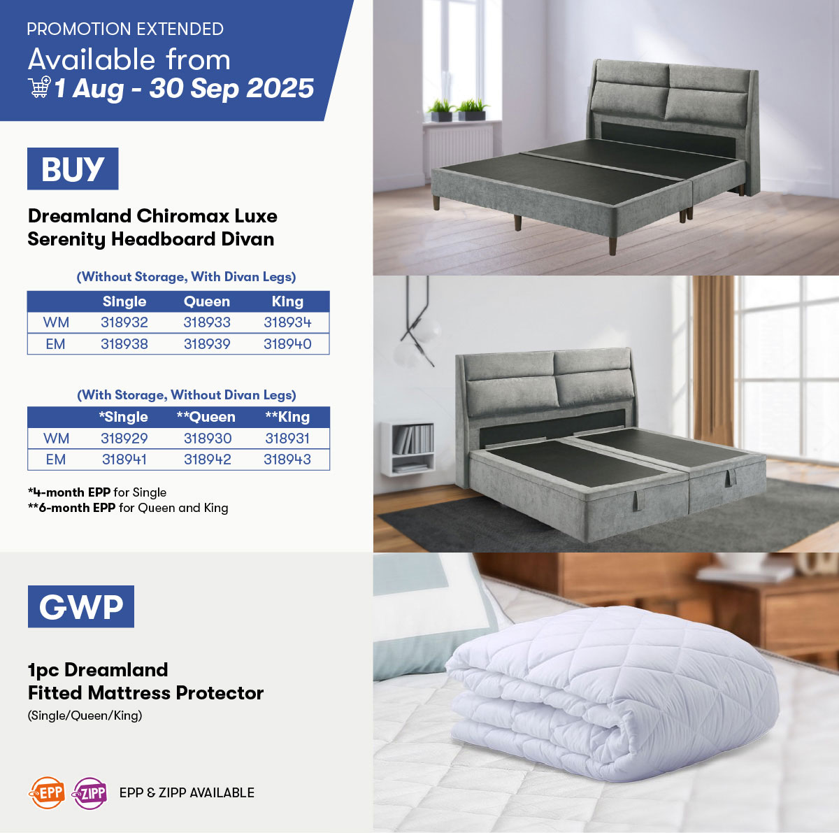 Dreamland Chiromax Luxe Serenity Headboard Divan GWP Dreamland Fitted Mattress Protector Dreamland Chiromax Luxe Serenity Headboard Divan GWP Dreamland Fitted Mattress Protector