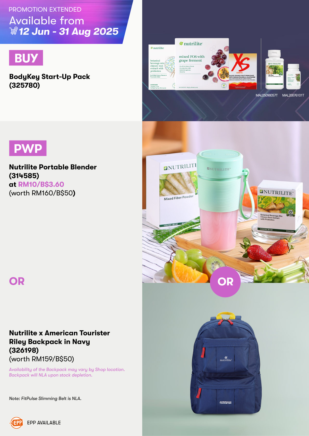 BodyKey Start-Up Pack PWP Nutrilite Riley Backpack Or Nutrilite Portable Blender BodyKey Start-Up Pack PWP Nutrilite Riley Backpack Or Nutrilite Portable Blender