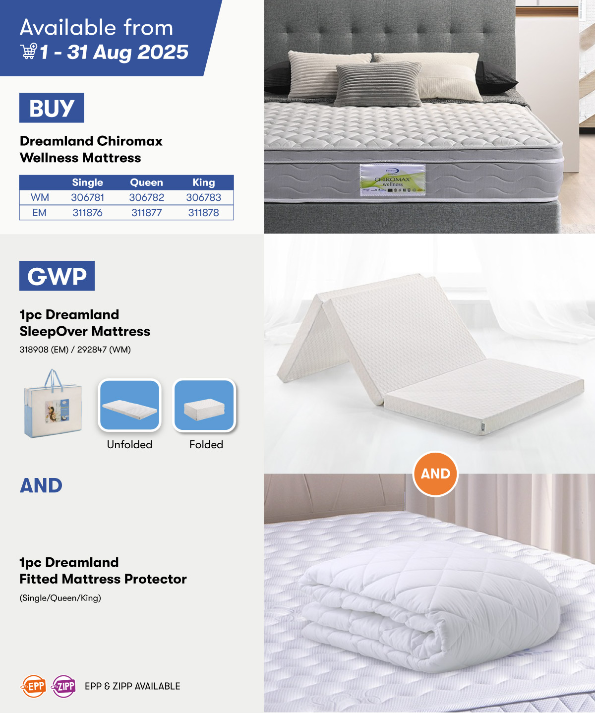 Dreamland Chiromax Wellness Mattress GWP Dreamland SleepOver Mattress AND Dreamland Fitted Mattress Protector Dreamland Chiromax Wellness Mattress GWP Dreamland SleepOver Mattress AND Dreamland Fitted Mattress Protector